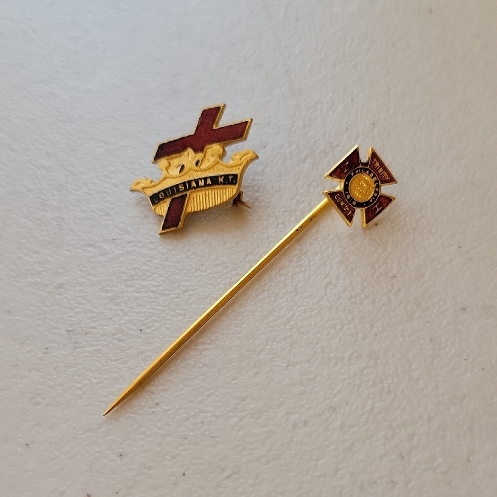 Vintage Two Masonic K.T. Pins Louisiana and Los Angeles